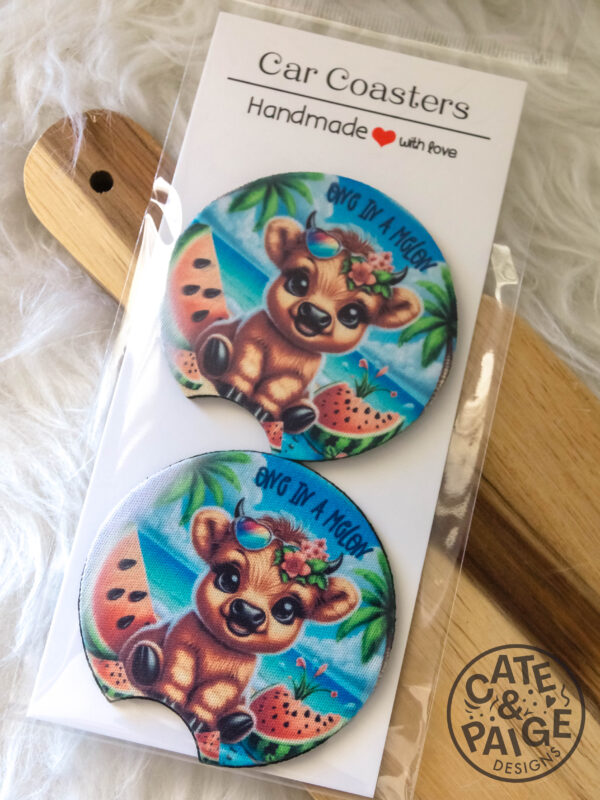 Car Coaster - Highland Cow Melon