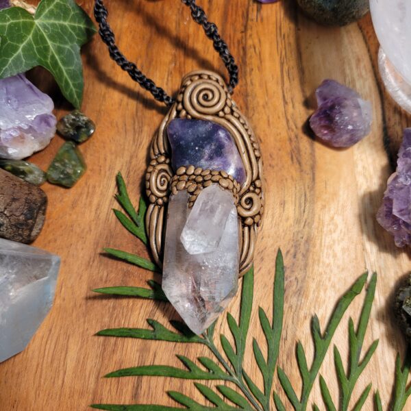 Vera Cruz and Lepidolite Crystal Pendant