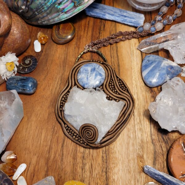 Kyanite and Quartz Crystal Pendant