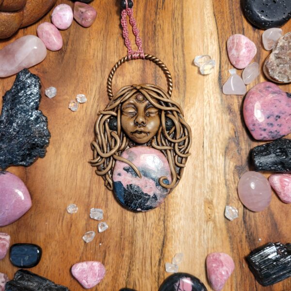 Rhodonite Goddess Crystal Pendant