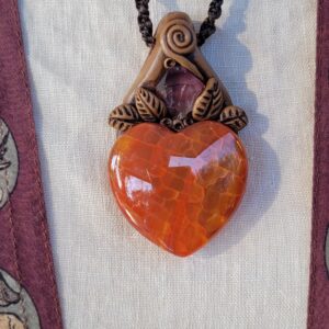 Carnelian Heart with Amethyst