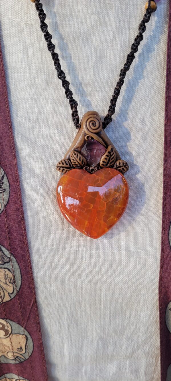 Carnelian Heart with Amethyst