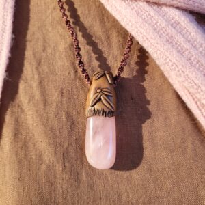 Rose Quartz Flower Pod Crystal Pendant