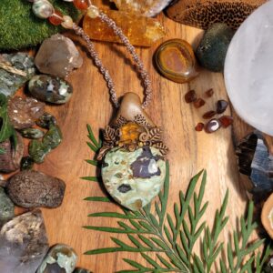 Rainforest Jasper Heart with Citrine