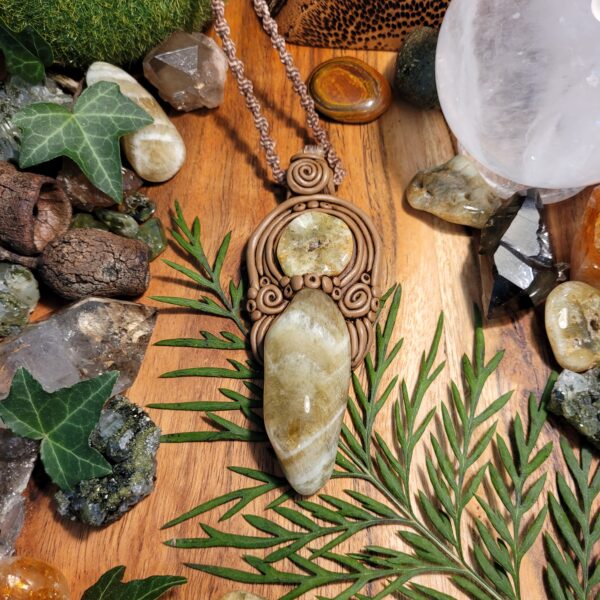 Prasiolite and Green Opal Pendant