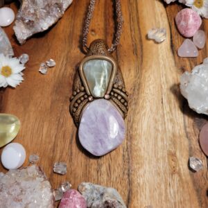 Kunzite, Prehnite and Lepidolite