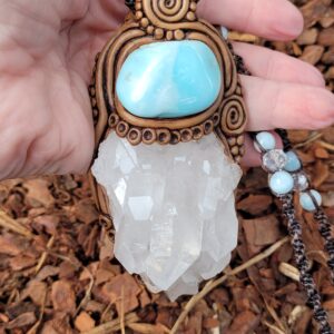 Larimar and Clear Quartz Cluster