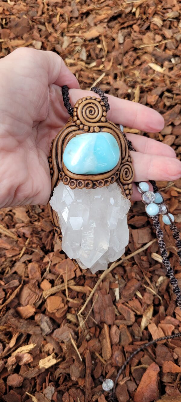 Larimar and Clear Quartz Cluster