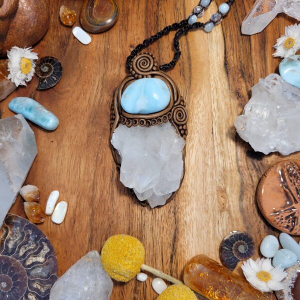 Larimar and Clear Quartz Cluster