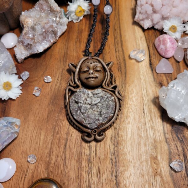 Druzy Agate Elf Pendant
