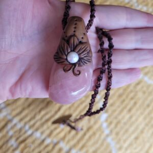 Rose Quartz and Pearl Crystal Pendant