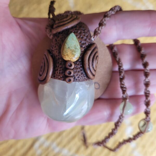 Prehnite and Turquoise Crystal Pendant
