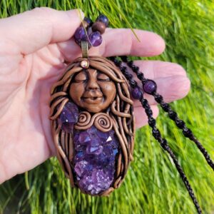 Amethyst Cluster Pachamama Crystal Pendant