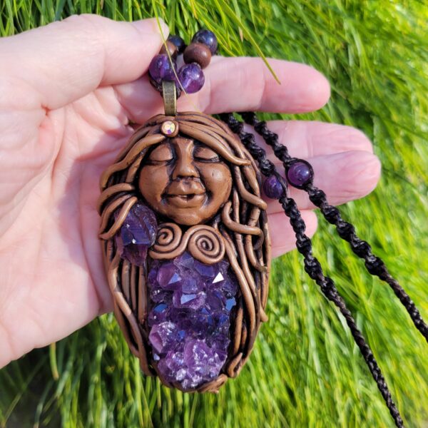 Amethyst Cluster Pachamama Crystal Pendant