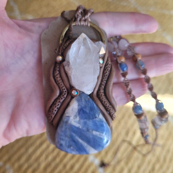 Kyanite and Clear Quartz Crystal Pendant